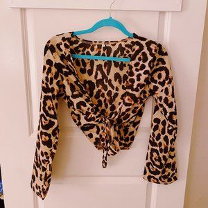 Zaful Cheetah Front Tie Top